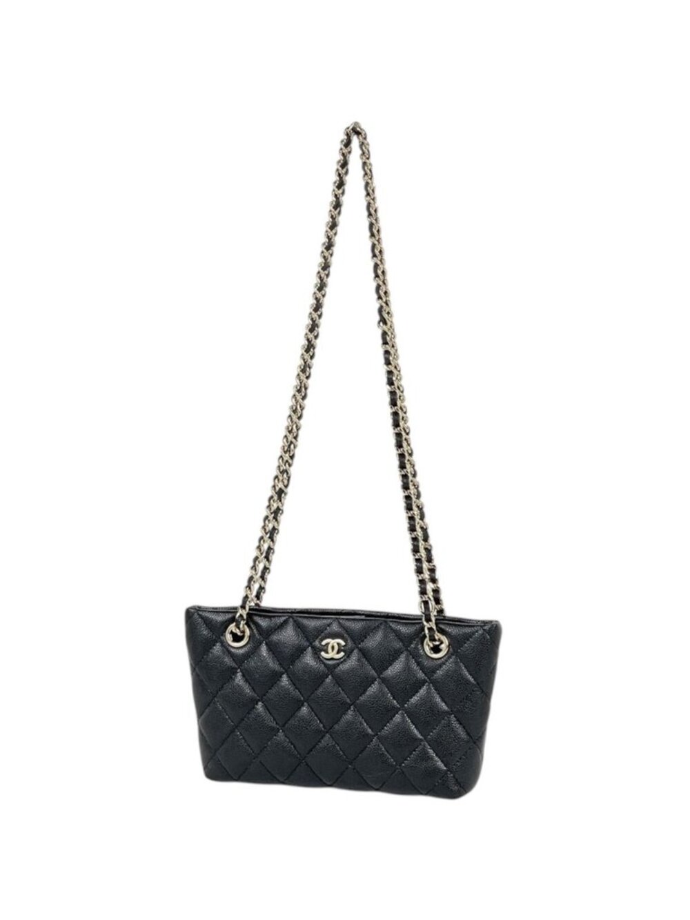 Chanel Shoulder Bag CC Logo 2-Way Caviar Leather Black
